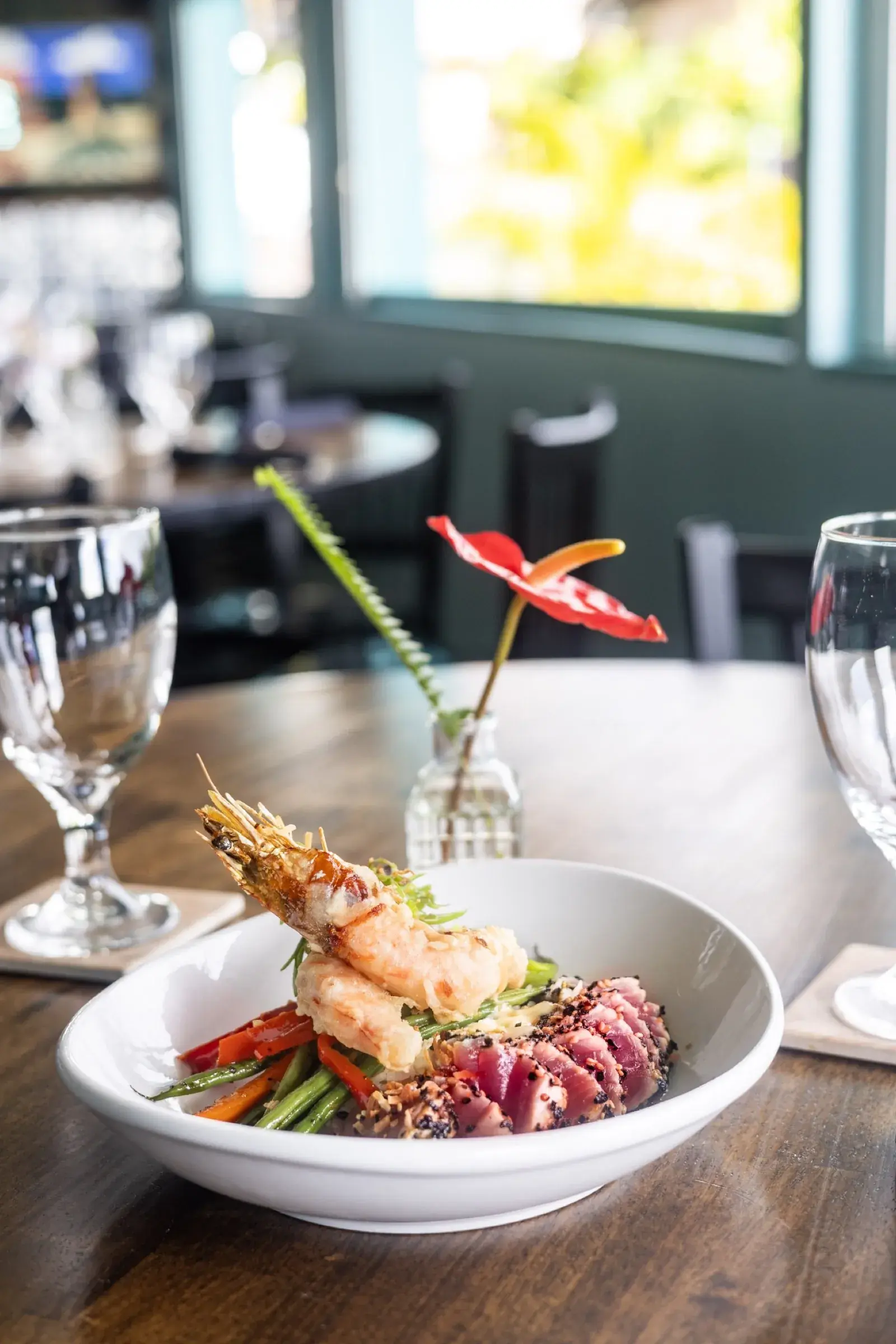 Seared ahi and shrimp at Jackie Rey's Kona.
