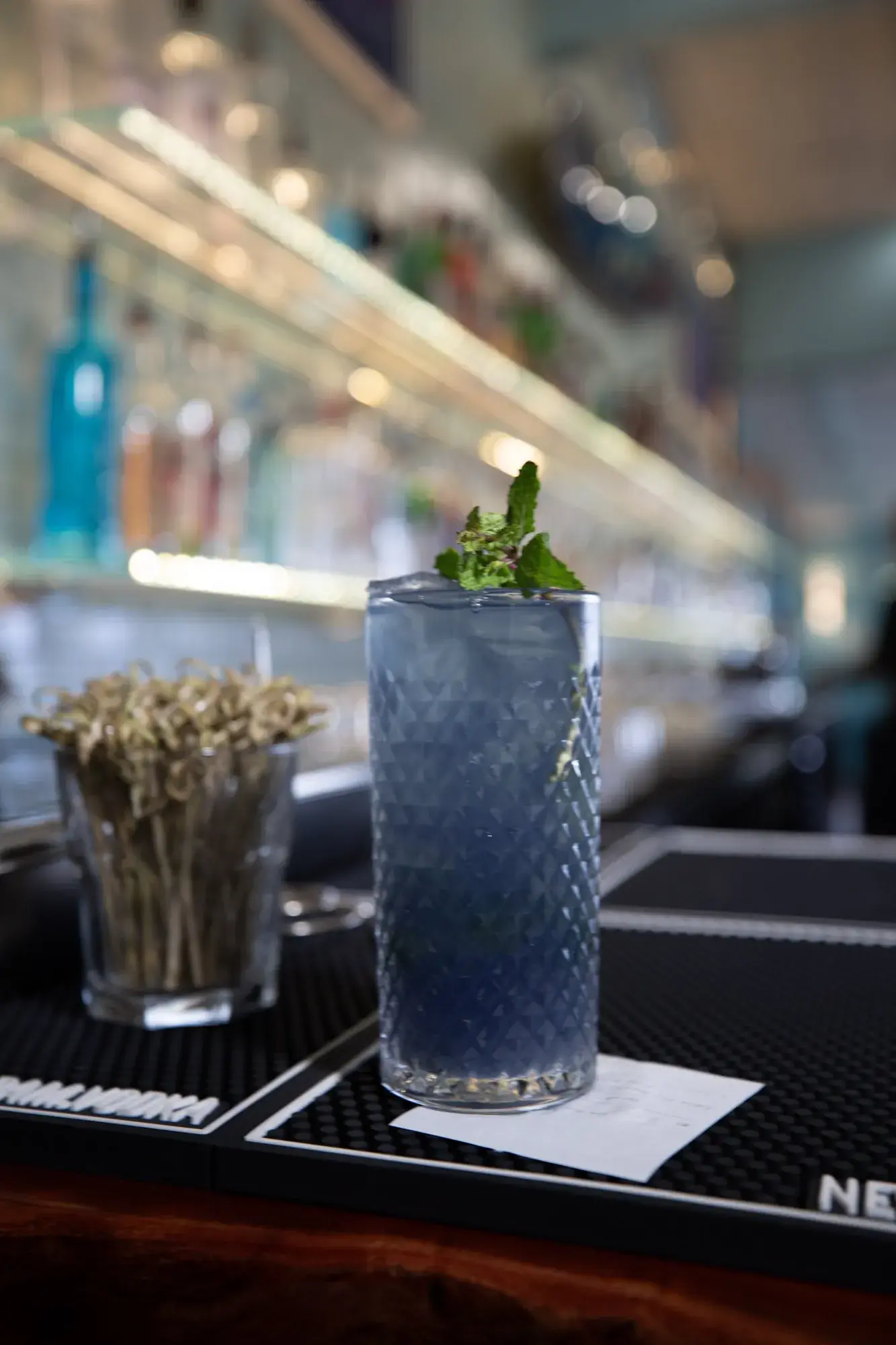 Island Orchid at Jackie Rey's Ohana Grill, Hamakua coast premium ube, lime, mint, club soda.