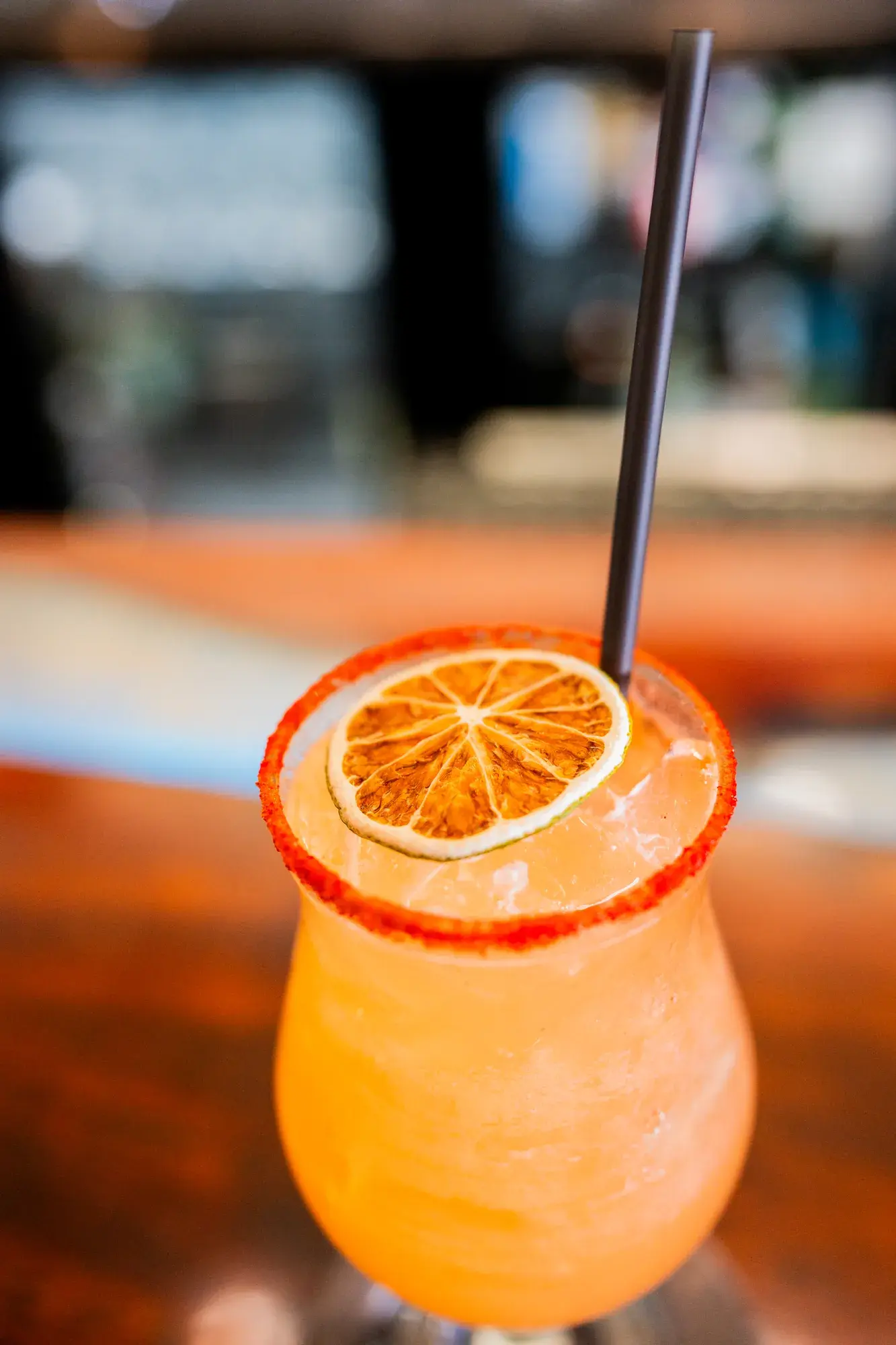 Sunset Margarita at Jackie Rey's Ohana Grill, Kapena li hing mui tequila, Pierre Ferrand dry curaçao, lime.